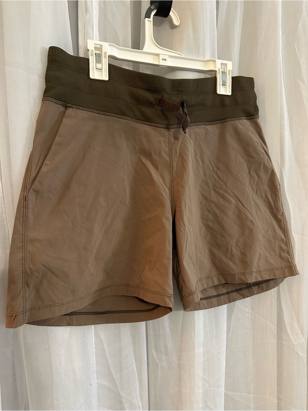 Tuff Athletics Women’s Two-tone Brown Drawstring Performance Shorts